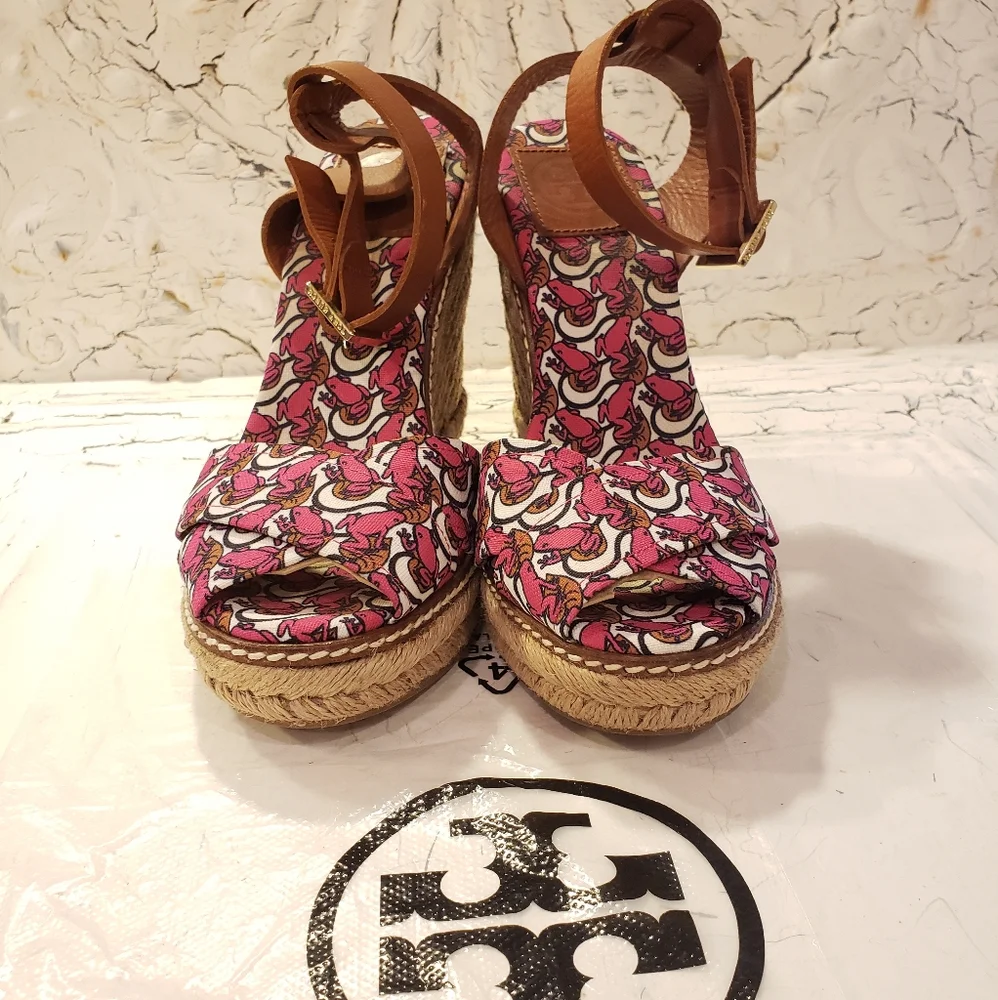 Tory Burch Wedge Espadrilles Jute Rope Designer Summer Beach